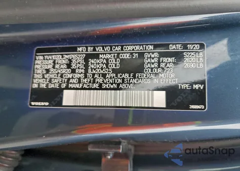 2021 Volvo Xc60 T5 Inscription z USA, uszkodzony, nr VIN YV4102DL2M1765227